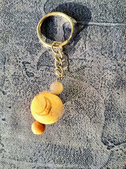 Perles en bois de hêtre lune Pierres naturelles 8mm en pierre de lune Pour orner votre sac ou porter vos clefs