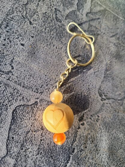 Perles en bois avec un cœur Pierres naturelles 8mm cornaline Pour orner votre sac ou porter vos clefs