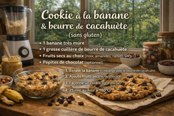 Cookie à la banane et au beurre de cacahuète (sans gluten)