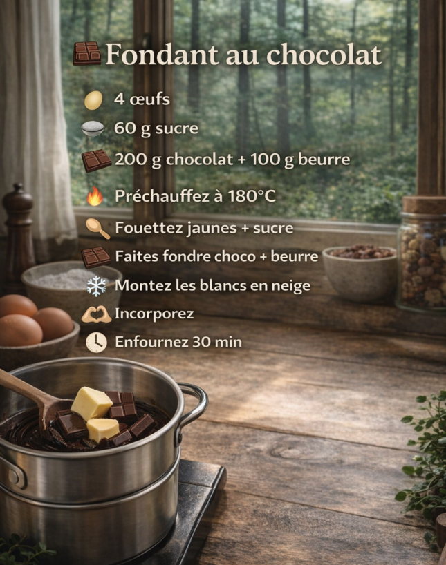 Fondant au chocolat fondant à l'intérieur sur une assiette blanche avec une cuillère